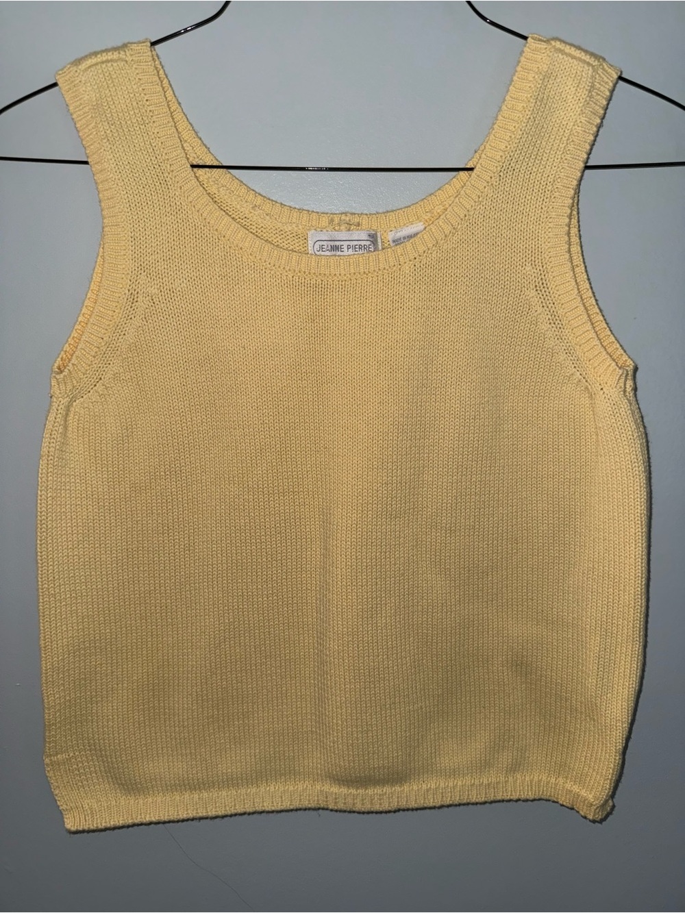 JEANNE PIERRE Pale Yellow Knit Tank